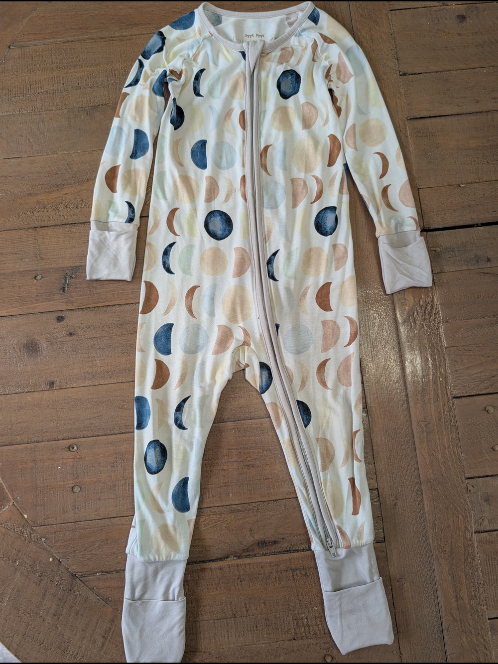 Little sleepies Cream Moon Phase Zip One-Piece Footies